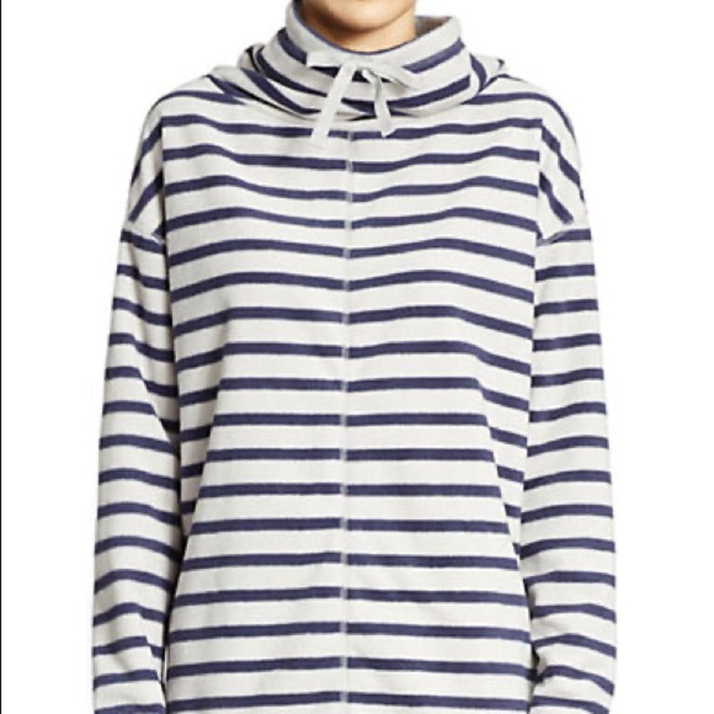 Lord & Taylor Striped Cowlneck Fleece Top NEW 1X